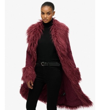 Superdry Kappa Long Afghan vinröd