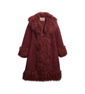 Superdry Kappa Long Afghan vinröd