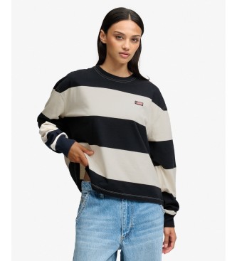 Superdry Ess Stripe Slouchy sweatshirt marinblå