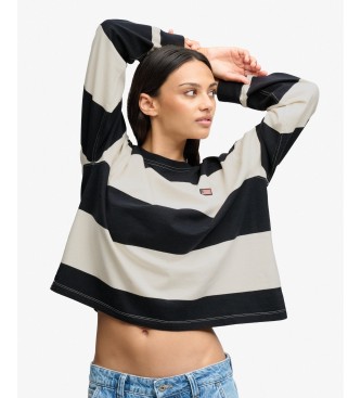 Superdry Ess Stripe Slouchy sweatshirt marinblå