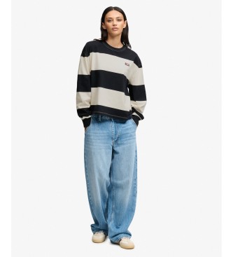 Superdry Ess Stripe Slouchy sweatshirt marinblå