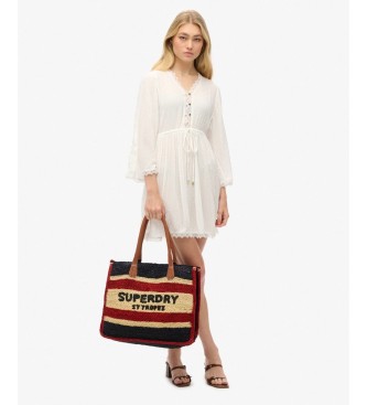 Superdry Sac tote en cuir Luxe Beach beige, marine
