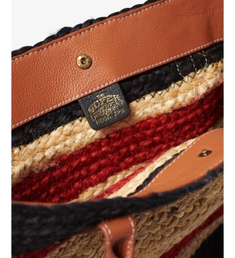 Superdry Sac tote en cuir Luxe Beach beige, marine