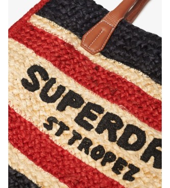 Superdry Sac tote en cuir Luxe Beach beige, marine
