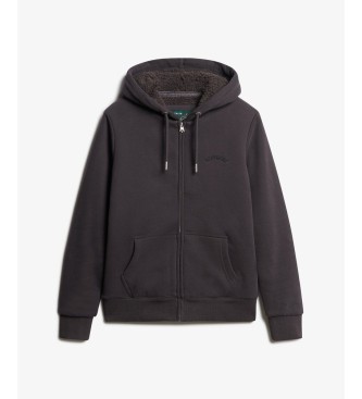 Superdry Bluza z kapturem Borg Lined Ziphood w kolorze czarnym