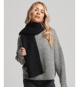 Superdry Essential ribstrikket tørklæde sort