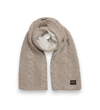 Superdry Beige strikket flettemønstret tørklæde