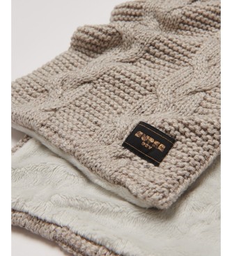 Superdry Beige strikket flettemønstret tørklæde