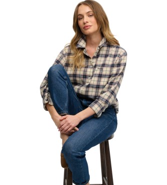 Superdry Camisa Check Flannel Relaxed bege