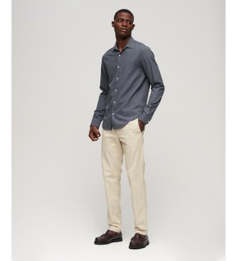 Superdry Camisa de vestir de manga longa azul-marinho