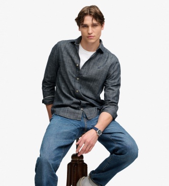 Superdry Essentials Chambray shirt navy blue