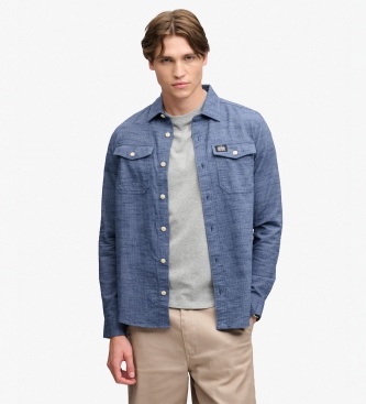 Superdry Blue Herringbone Workwear Shirt