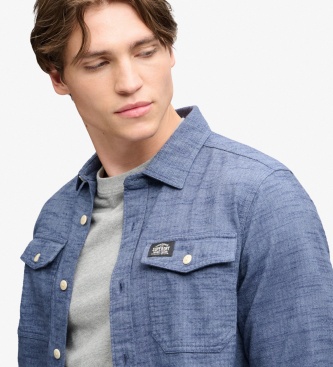 Superdry Blue Herringbone Workwear Shirt