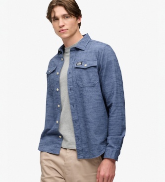 Superdry Blue Herringbone Workwear Shirt
