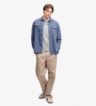 Superdry Blue Herringbone Workwear Shirt
