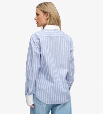 Superdry Chemise Poplin Cuff Stripe bleue