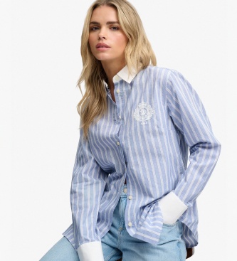 Superdry Chemise Poplin Cuff Stripe bleue