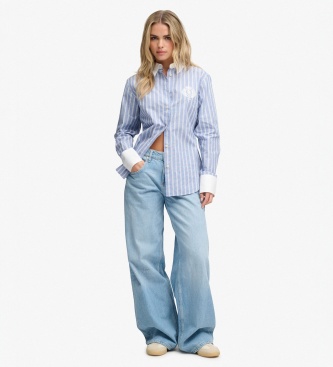 Superdry Chemise Poplin Cuff Stripe bleue