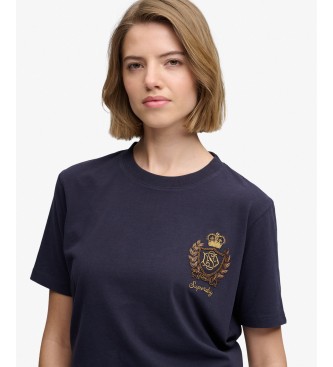 Superdry Granatowa koszulka Crest Embellished