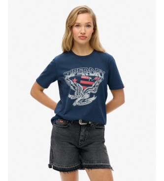 Superdry Koszulka Embellish Varsity Relaxed granatowa