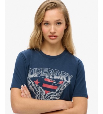 Superdry Koszulka Embellish Varsity Relaxed granatowa