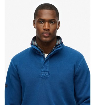 Superdry Henley T-Shirt Cotton Classic Piqué blau