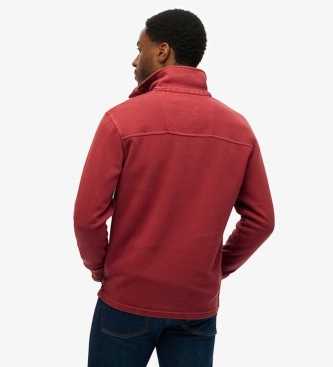 Superdry Red Cotton Classic Pique Henley Sweatshirt