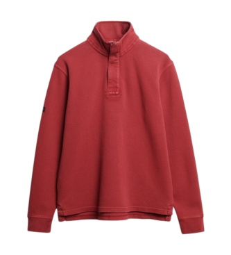 Superdry Red Cotton Classic Pique Henley Sweatshirt
