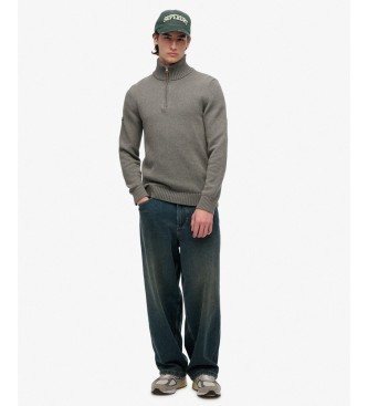 Superdry Henley gris en tricot