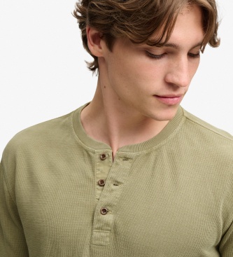 Superdry Khaki Waffle Henley T-Shirt
