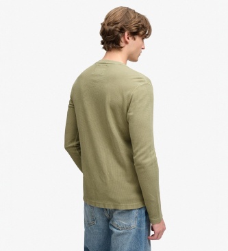 Superdry Khaki Waffle Henley T-Shirt