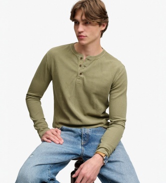 Superdry Khaki Waffle Henley T-Shirt