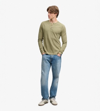 Superdry Khaki Waffle Henley T-Shirt