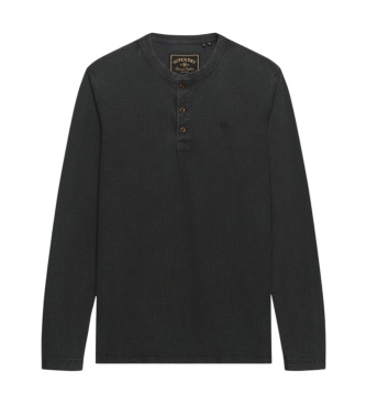 Superdry Zwart Henley wafeltricot T-shirt