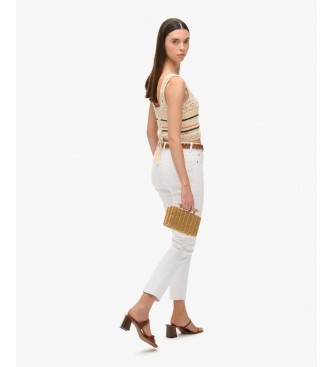 Superdry Beige Crochet Crop Sleeveless Top
