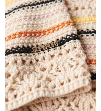Superdry Beige Crochet Crop Sleeveless Top
