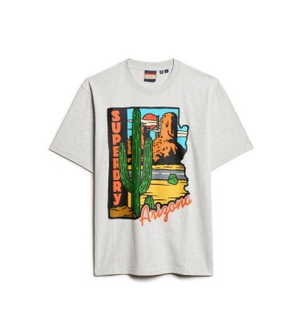 Superdry Koszulka Travel Postcard szara