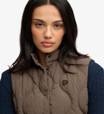 Superdry Gilet Onion Quilt Crinkle Snap kaki