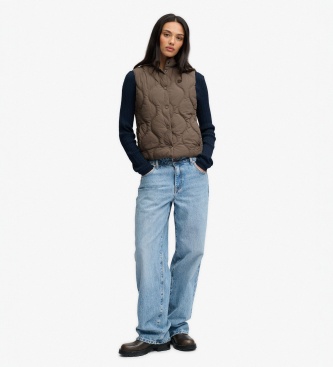 Superdry Gilet Onion Quilt Crinkle Snap kaki