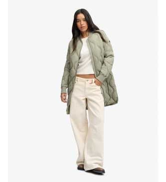 Superdry Gesteppte Long Onion Quilt Liner Jacke Khaki