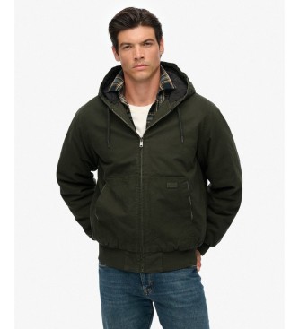 Superdry Grüne Canvas Surplus Kapuzenjacke