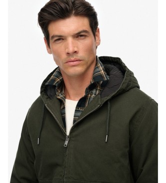 Superdry Grüne Canvas Surplus Kapuzenjacke