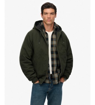 Superdry Grüne Canvas Surplus Kapuzenjacke
