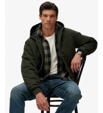 Superdry Grüne Canvas Surplus Kapuzenjacke