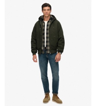 Superdry Grüne Canvas Surplus Kapuzenjacke