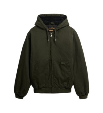 Superdry Grüne Canvas Surplus Kapuzenjacke