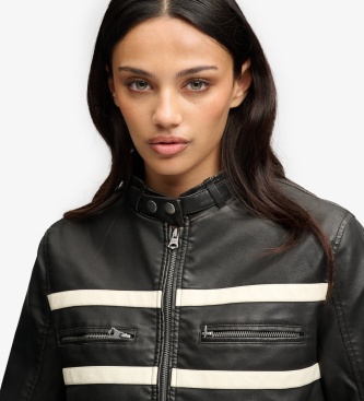 Superdry Jaqueta de efeito couro Moto preta