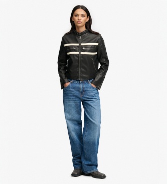 Superdry Jaqueta de efeito couro Moto preta