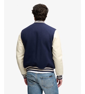 Superdry Veste Vintage Patched Varsity bleu marine et écru