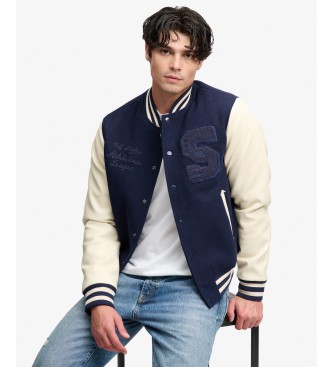Superdry Veste Vintage Patched Varsity bleu marine et écru
